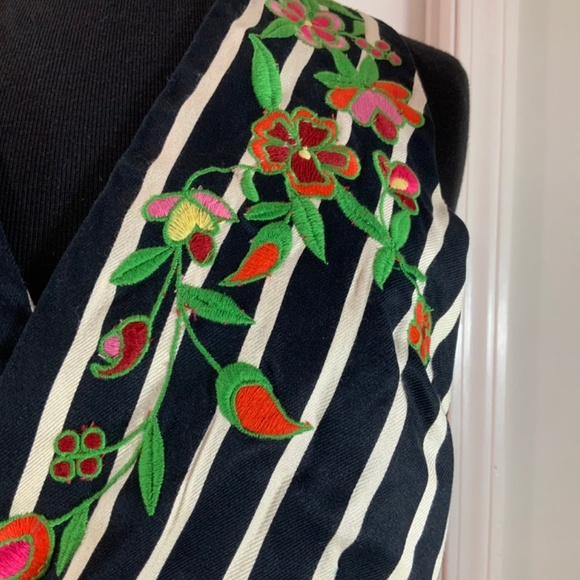 Anthropologie Judith March Romper Embroidered Halter Floral Stripe Size Small - Picture 3 of 10